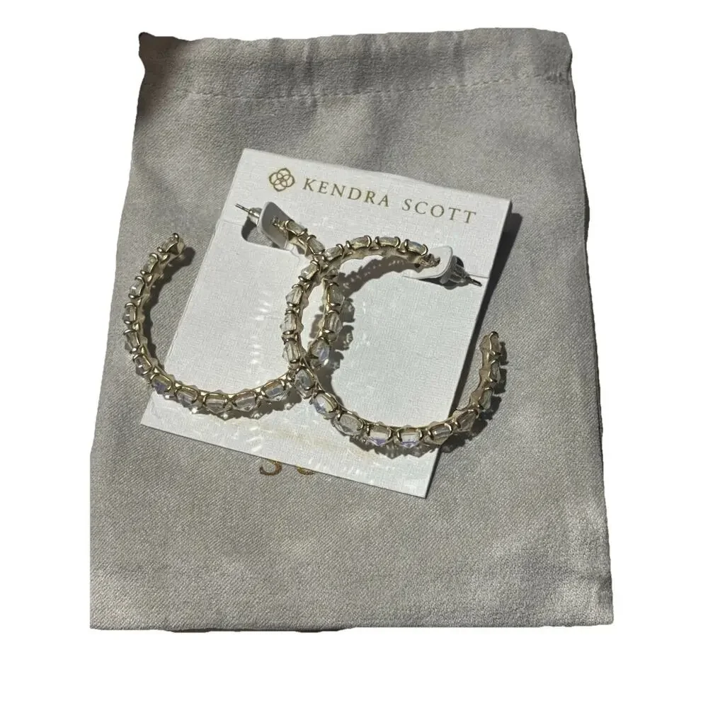 Kendra Scott Jolie Hoop Earrings Iridescent Dichroic Glass Gold Plated - Picture 1 of 12